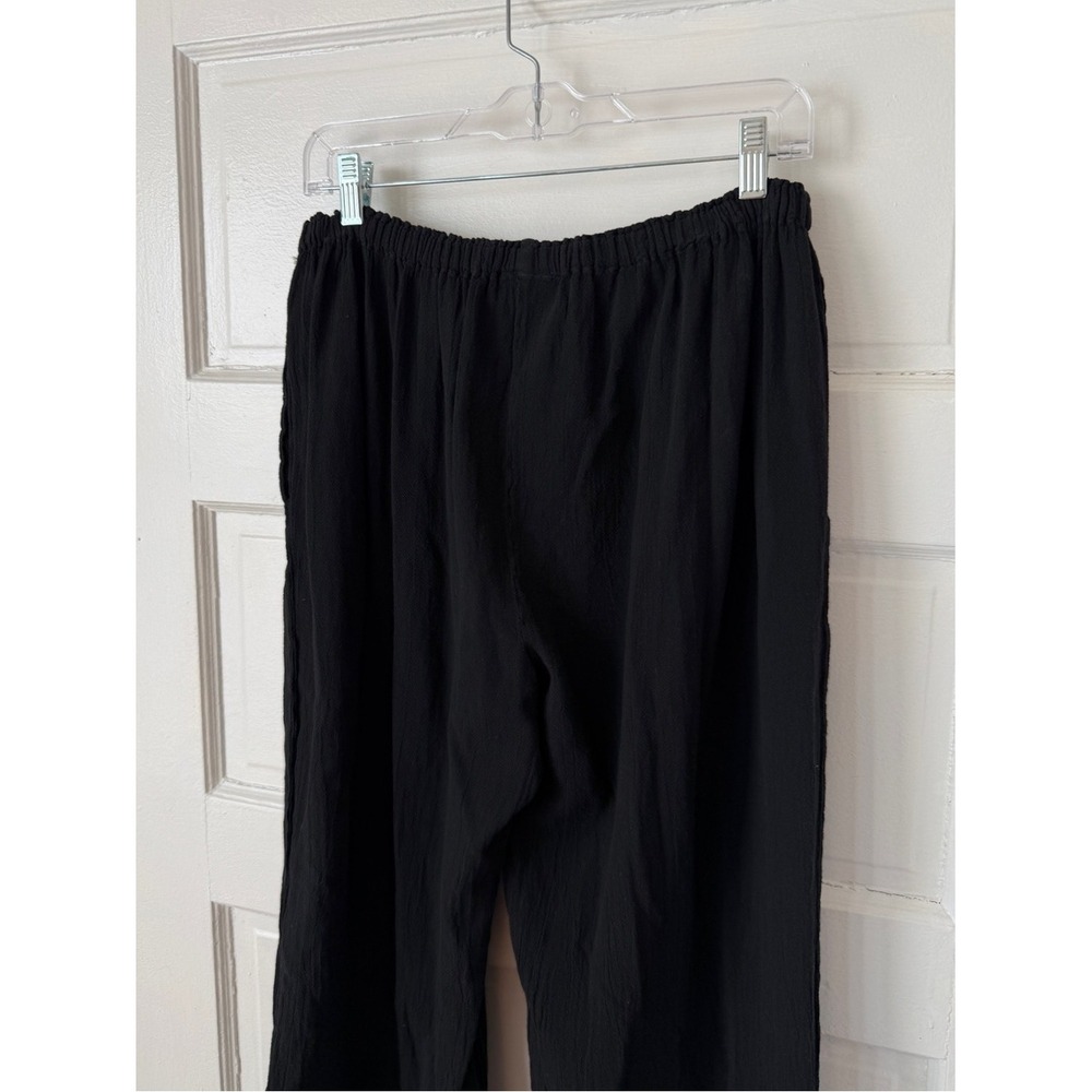 Oh My Gauze Black Cotton Pants Pull On Elastic Waist Relaxed Boho Lagenlook NWT - Picture 7 of 13